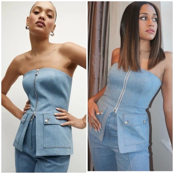 Veronica Beard Tops - VERONICA BEARD Maeve strapless denim bustier top SZ US 8
